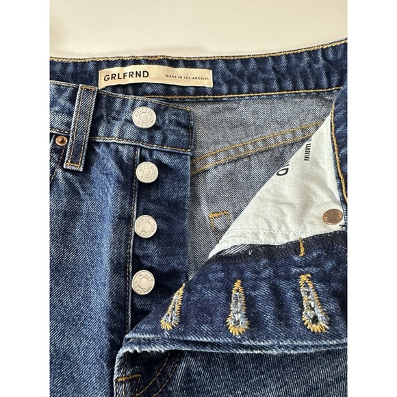 GRLFRND jeans Women's Size 25 The Karolina straight crop Blue Button Fly Denim - Picture 3 of 9